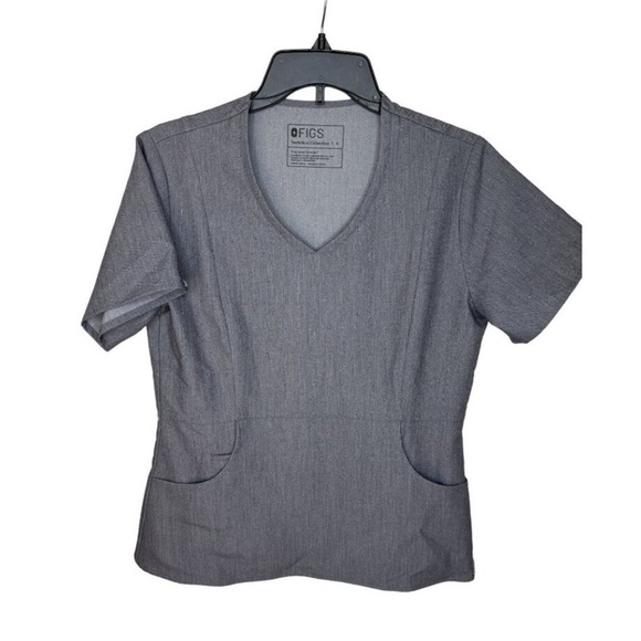 Figs Tops - Figs Gray V-Neck Scrub Top